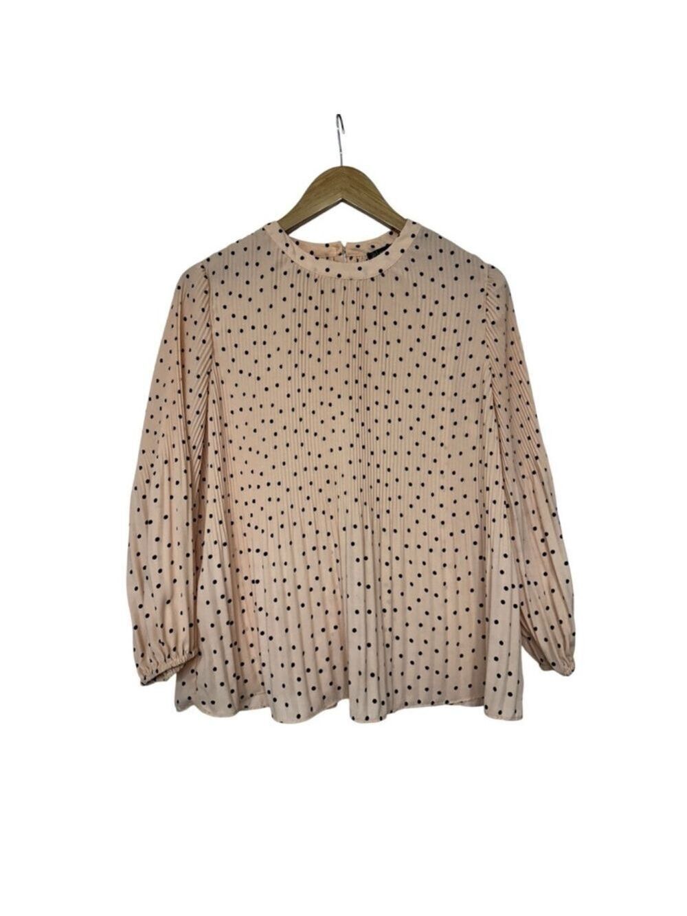 Women's Adrianna Papell Blouse, Pink & Black Polka Dot, Size S
